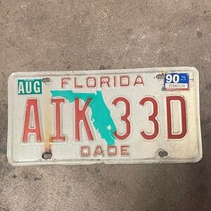 Florida License Plate with Red and Green Accents